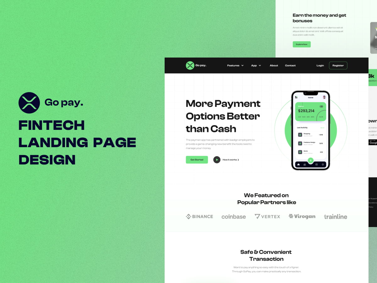 Go Pay Fintech landing page