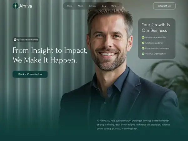 Altriva business consultation Breakdance template home page