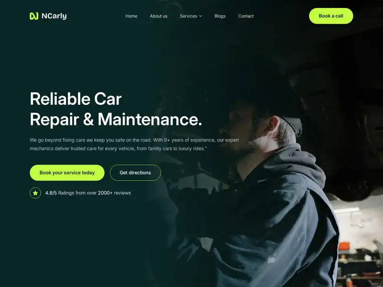 NCarly car repair Breakdance template home page