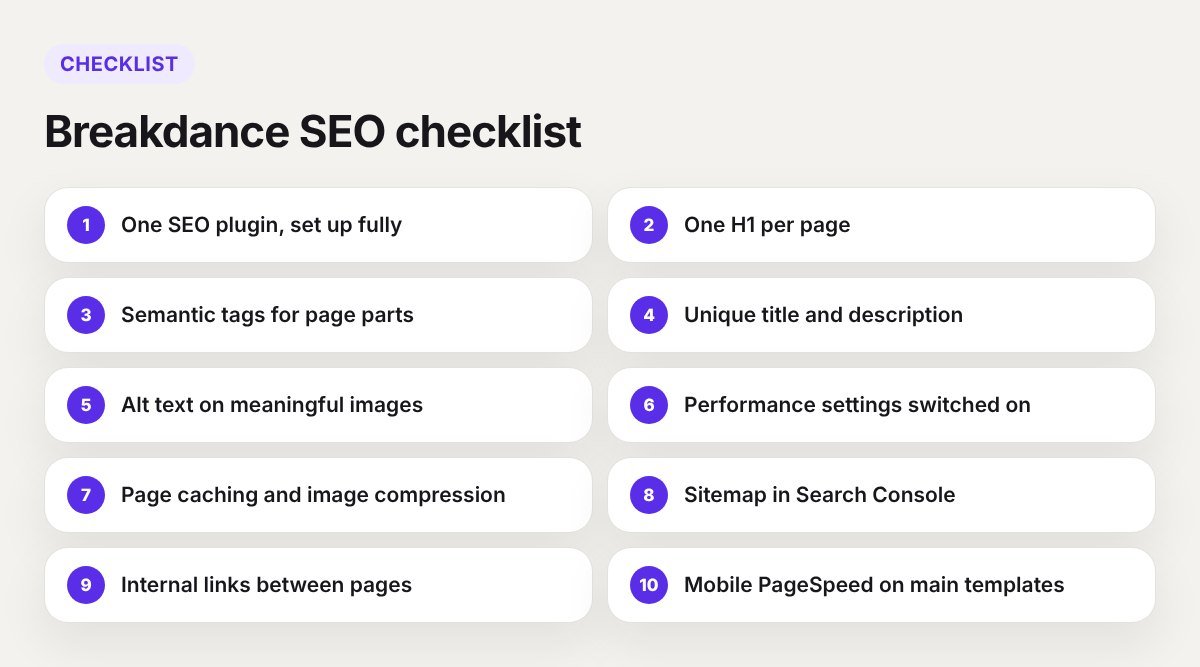 Ten-point Breakdance SEO checklist