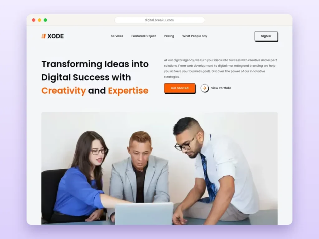 Pro Digital Agency Landing Page – Breakdance template homepage preview