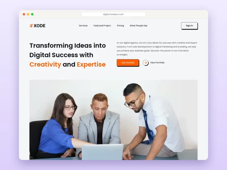 Pro Digital Agency Landing Page – Breakdance template homepage preview